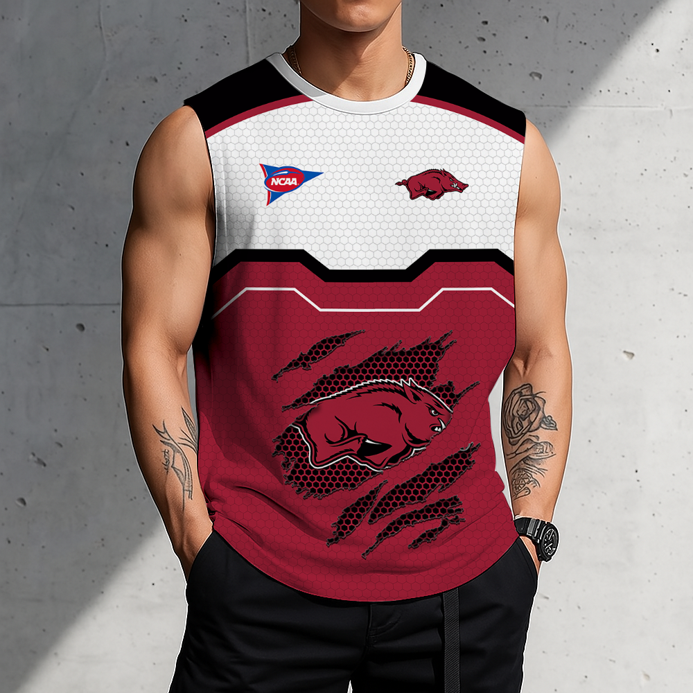 SPECIAL EDITION - NEW CUSTOMIZED NCAA FBS12 AKR ARKANSAS RAZORBACKS MEN'S GYM SHIRT