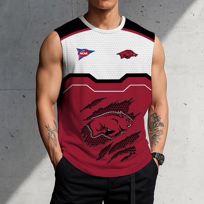 SPECIAL EDITION - NEW CUSTOMIZED NCAA FBS12 AKR ARKANSAS RAZORBACKS MEN'S GYM SHIRT