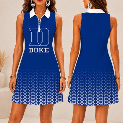 VIRAL EDITION - NEW CUSTOMIZED | NCAA MAM12 DLD DUKE BLUE DEVILS WOMEN'S ZIP SLEEVELESS POLO DRESS