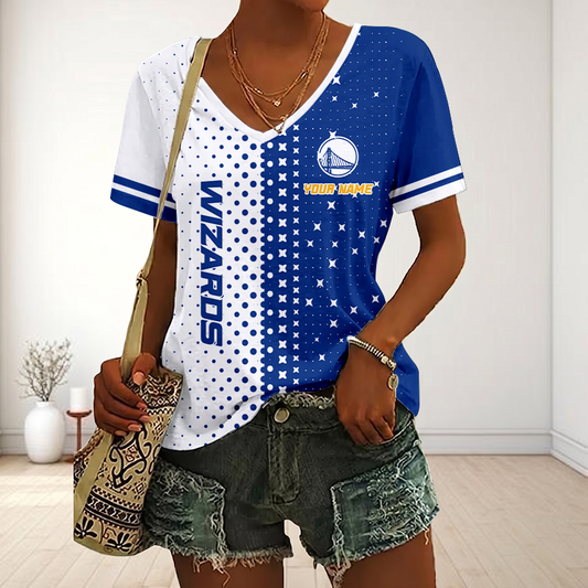 VIRAL EDITION - NEW CUSTOMIZED NBA12 GSW GOLDEN STATE WARRIORS V-NECK FEMALE SHIRT