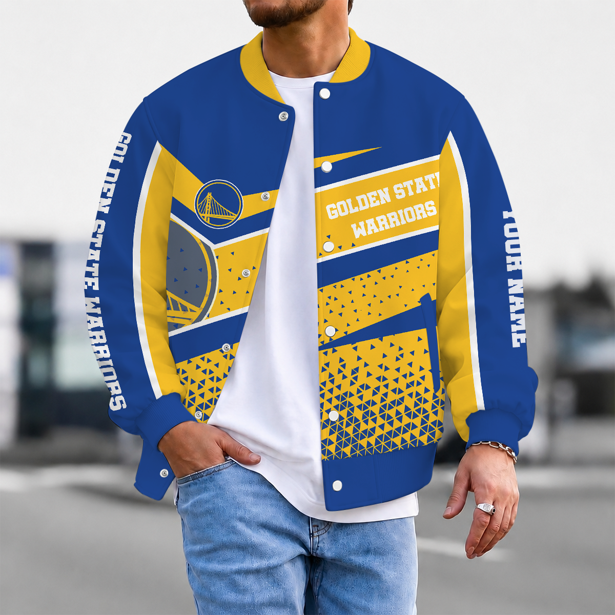 FLASH SALE - NEW CUSTOMIZED NBA12 GSW GOLDEN STATE WARRIORS BASEBALL JACKET, SATIN VARSITY JACKET