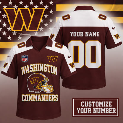 HOT DEAL - NEW CUSTOMIZED NFL12 WTC WASHINGTON COMMANDERS POLO SHIRT