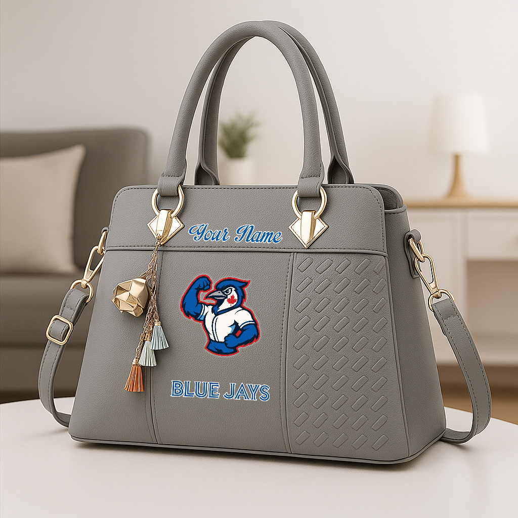 LIMITED EDITION - NEW CUSTOMIZED MLB12 TBJ TR BLUE JAYS ZIP HANDBAG MULTICOLOR