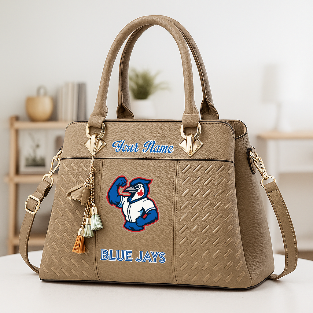 LIMITED EDITION - NEW CUSTOMIZED MLB12 TBJ TR BLUE JAYS ZIP HANDBAG MULTICOLOR