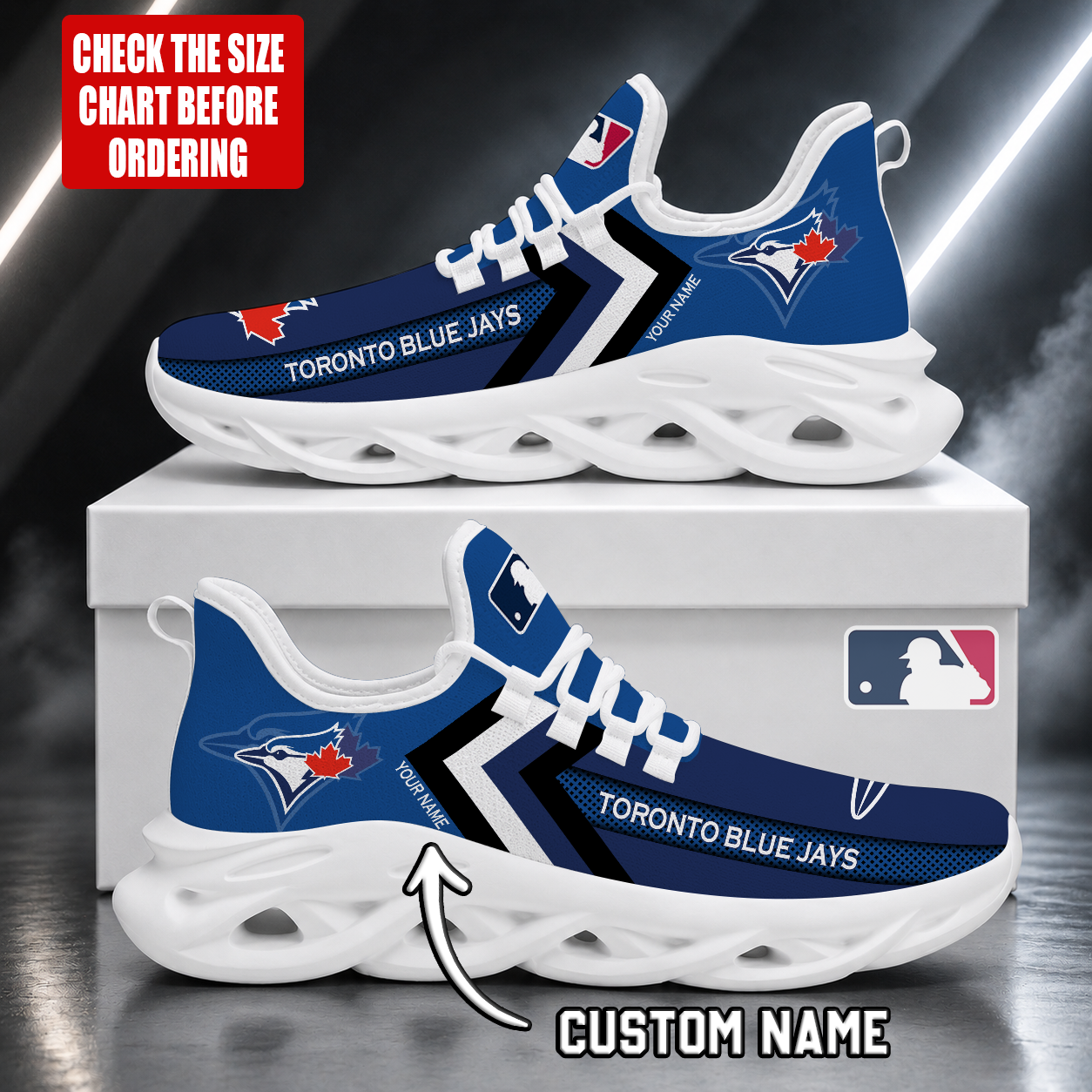 FINAL SALE - NEW CUSTOMIZED MLB12 TBJ TORONTO BLUE JAYS MAX SOUL SHOES