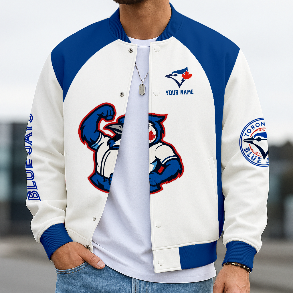 LIMITED EDITION - NEW CUSTOMIZED MLB12 TBJ TR BLUE JAYS BASEBALL JACKET, SATIN VARSITY JACKET