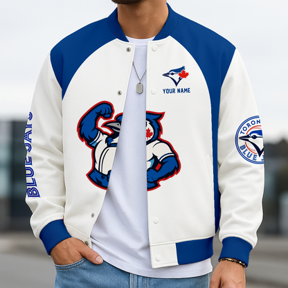 LIMITED EDITION - NEW CUSTOMIZED MLB12 TBJ TR BLUE JAYS BASEBALL JACKET, SATIN VARSITY JACKET
