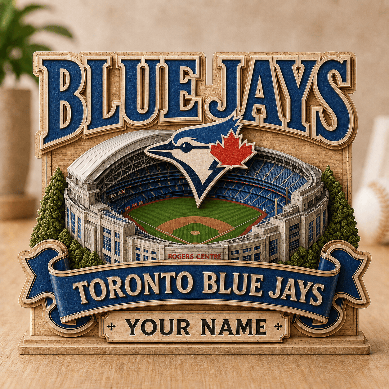 FLASH SALE - NEW CUSTOMIZED MLB12 TBJ TORONTO BLUE JAYS 3-LAYER WOODEN BLOCK