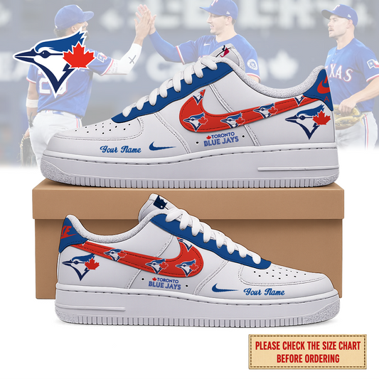 FINAL SALE - NEW CUSTOMIZED MLB12 TBJ TORONTO BLUE JAYS AF1 SHOES