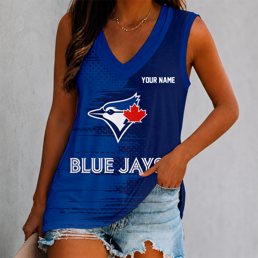 FINAL SALE - NEW CUSTOMIZED MLB12 TBJ TORONTO BLUE JAYS WARRIORS WOMEN'S V-NECK TANK TOP