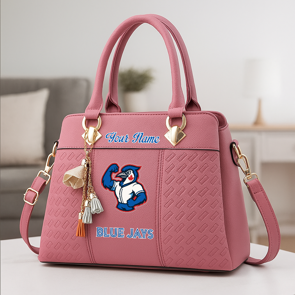 LIMITED EDITION - NEW CUSTOMIZED MLB12 TBJ TR BLUE JAYS ZIP HANDBAG MULTICOLOR