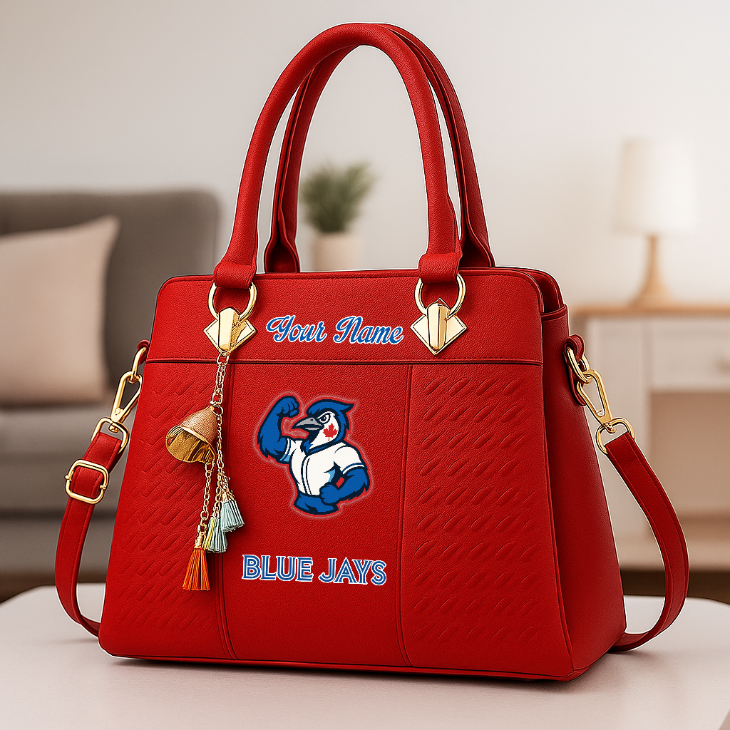 LIMITED EDITION - NEW CUSTOMIZED MLB12 TBJ TR BLUE JAYS ZIP HANDBAG MULTICOLOR