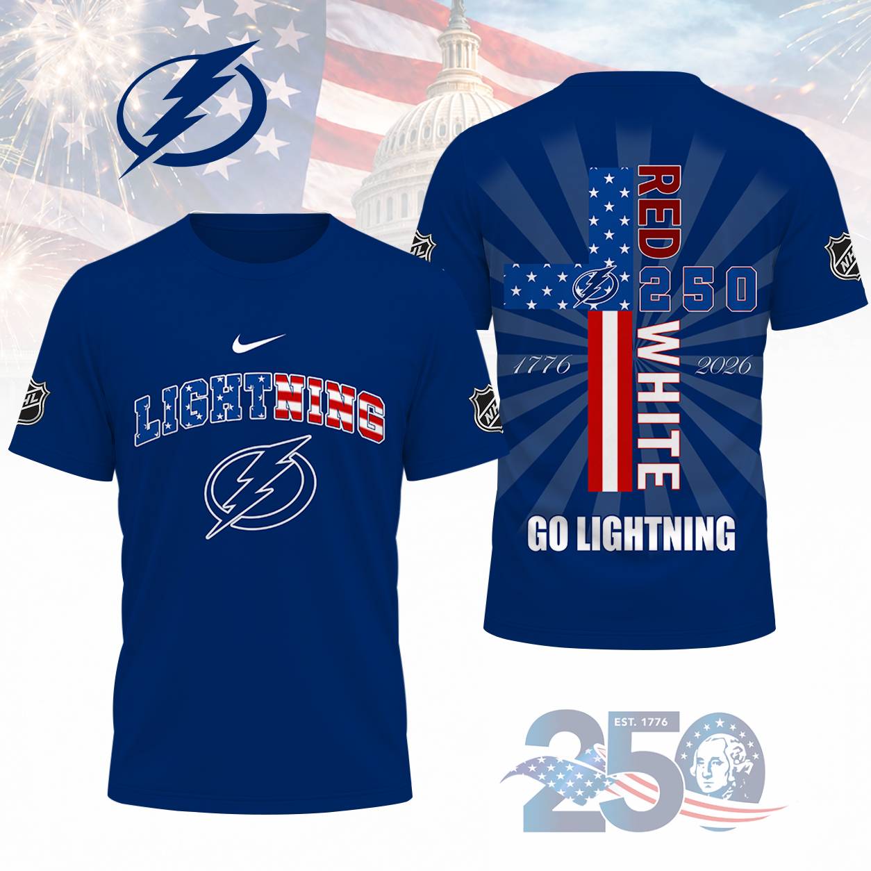 FINAL SALE - NEW CUSTOMIZED NHL12 TPL TAMPA BAY LIGHTNING T-SHIRT, POLO SHIRT, ZIP POLO SHIRT, SWEATSHIRT, HOODIE & ZIP HOODIE