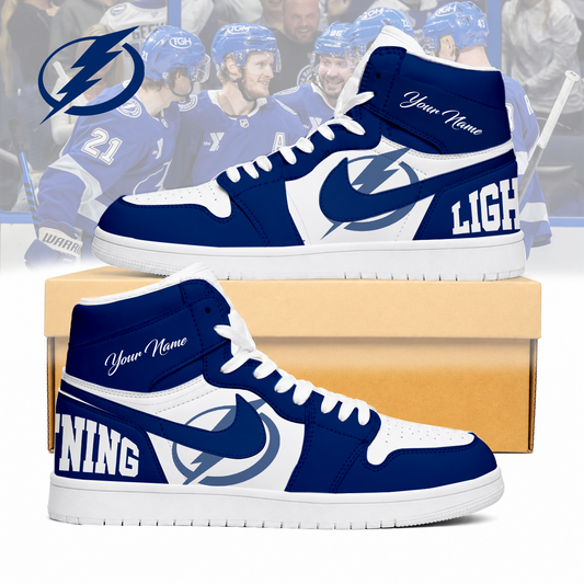 FINAL SALE - NEW CUSTOMIZED NHL12 TPL TAMPA BAY LIGHTNING AIR JORDAN SNEAKERS