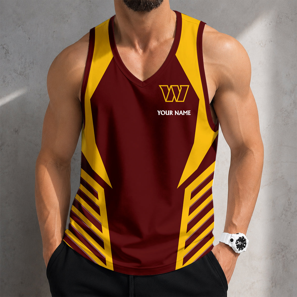 LIMITED EDITION - NEW CUSTOMIZED NFL12 WTC WASHINGTON COMMANDERS TANK TOP