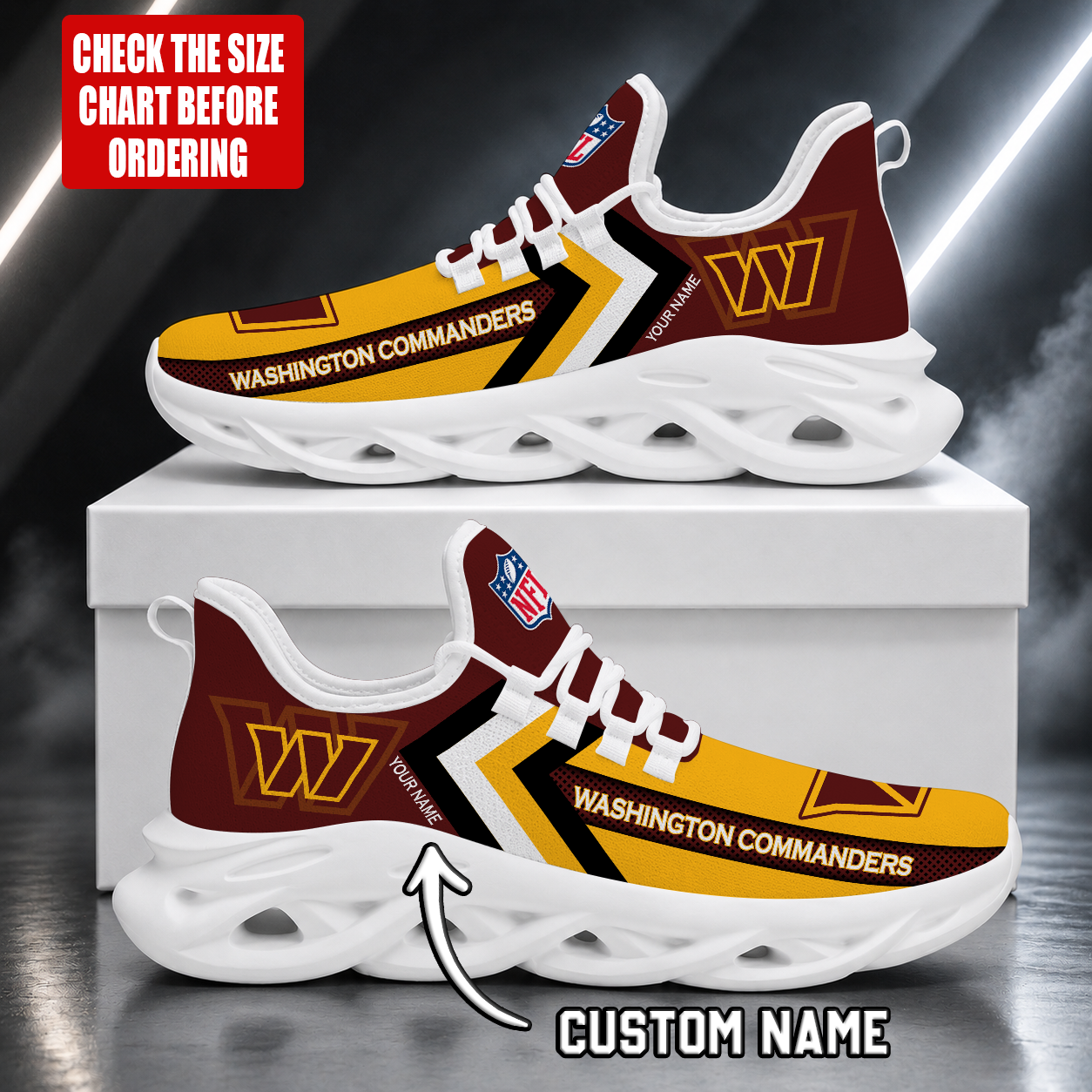 FINAL SALE - NEW CUSTOMIZED NFL12 WTC WASHINGTON COMMANDERS UNISEX MAX SOUL SHOES