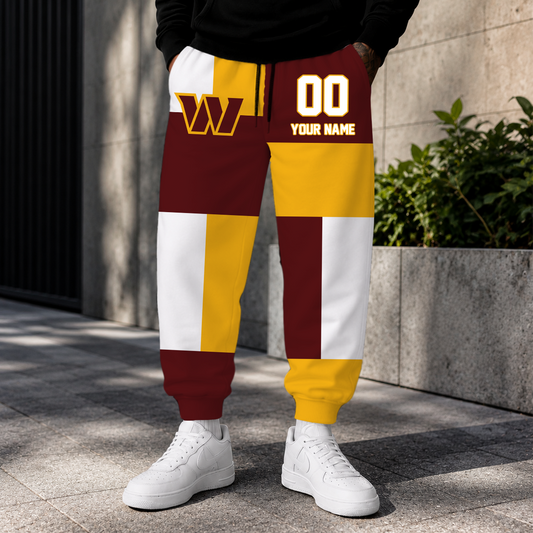 VIRAL EDITION - NEW CUSTOMIZED NFL12 WTC WASHINGTON COMMANDERS SWEATPANTS