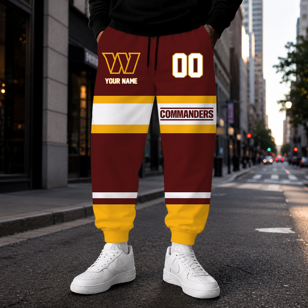 EXCLUSIVE EDITION - NEW CUSTOMIZED NFL12 WTC WASHINGTON COMMANDERS SWEATPANTS