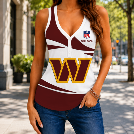 FINAL SALE - NEW CUSTOMIZED NFL12 WTC WASHINGTON COMMANDERS WOMEN'S V-NECK TANK TOP