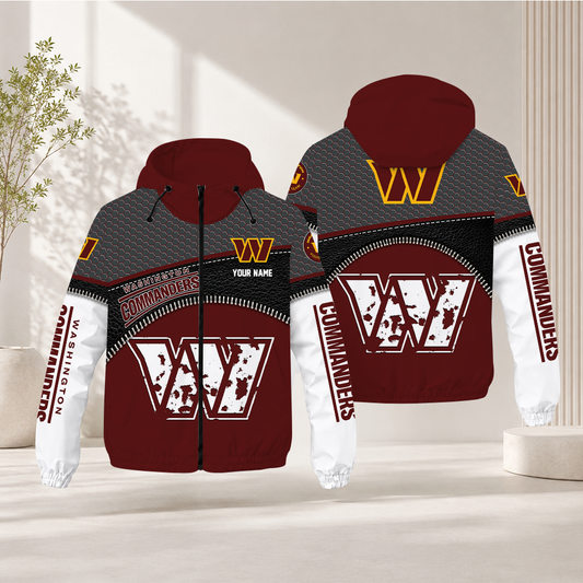 HOT DEAL - NEW CUSTOMIZED NFL12 WTC WASHINGTON COMMANDERS WINDBREAKER JACKET