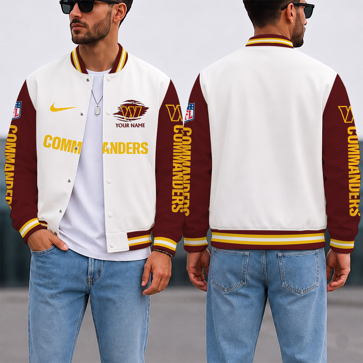 SPECIAL EDITION - NEW CUSTOMIZED NFL12 WTC WASHINGTON COMMANDERS SATIN VARSITY & BASEBALL JACKET