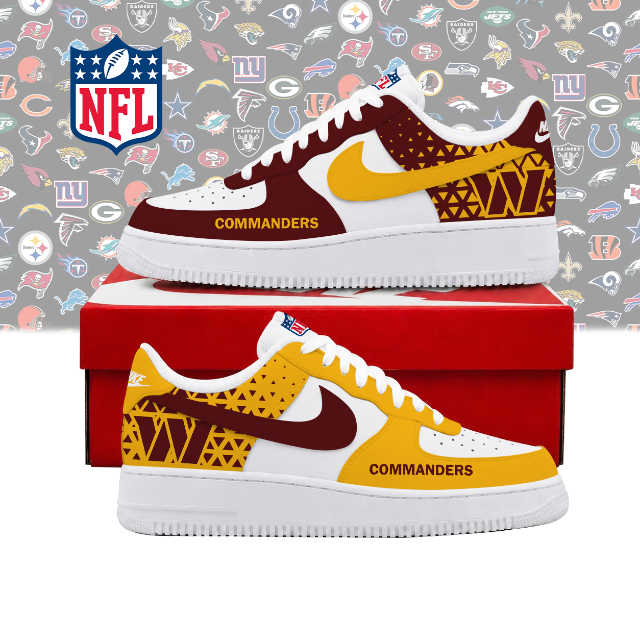 SPECIAL EDITION - NEW CUSTOMIZED NFL12 WTC WASHINGTON COMMANDERS AF1 SHOES