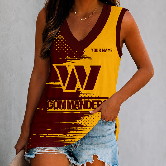 FINAL SALE - NEW CUSTOMIZED NFL12 WTC WASHINGTON COMMANDERS WOMEN'S V-NECK TANK TOP