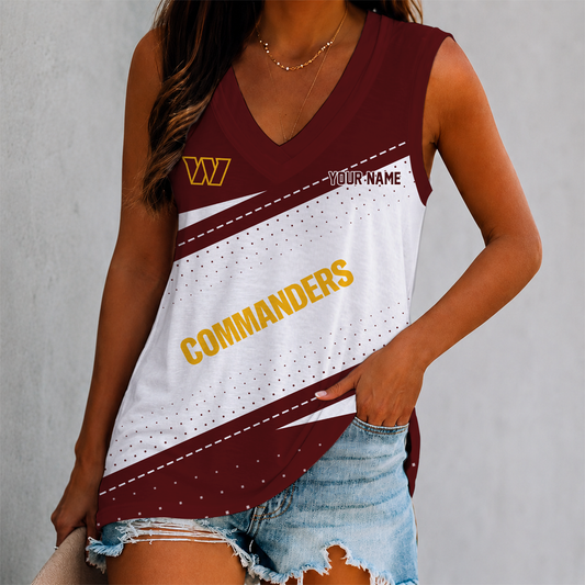 VIRAL EDITION - NEW CUSTOMIZED NFL12 WTC WASHINGTON COMMANDERS WOMEN'S V-NECK TANK TOP