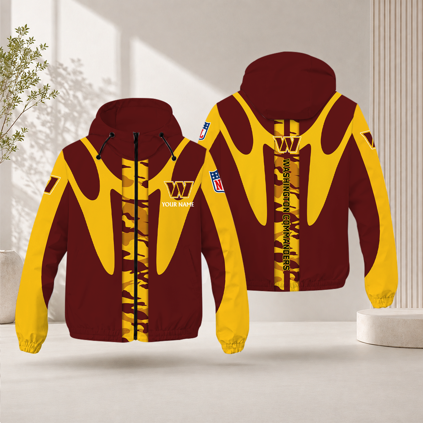 FLASH SALE - NEW CUSTOMIZED NFL12 WTC WASHINGTON COMMANDERS WINDBREAKER JACKET