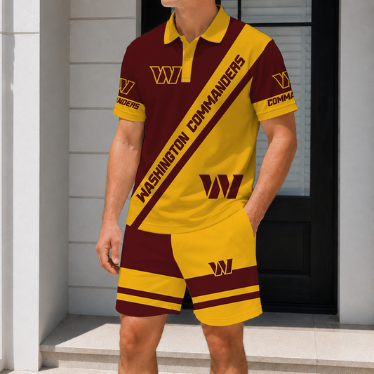 FINAL SALE - NEW CUSTOMIZED NFL12 WTC WASHINGTON COMMANDERS POLO SHIRT & SHORT PANTS SET