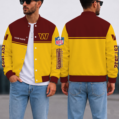FINAL SALE - NEW CUSTOMIZED NFL12 WTC WASHINGTON COMMANDERS SATIN VARSITY & BASEBALL JACKET