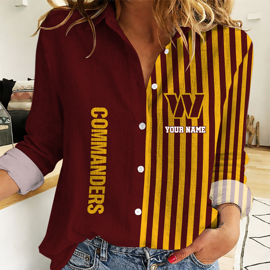 ELITE EDITION - NEW CUSTOMIZED NFL12 WTC WASHINGTON COMMANDERS WOMEN CASUAL SHIRT