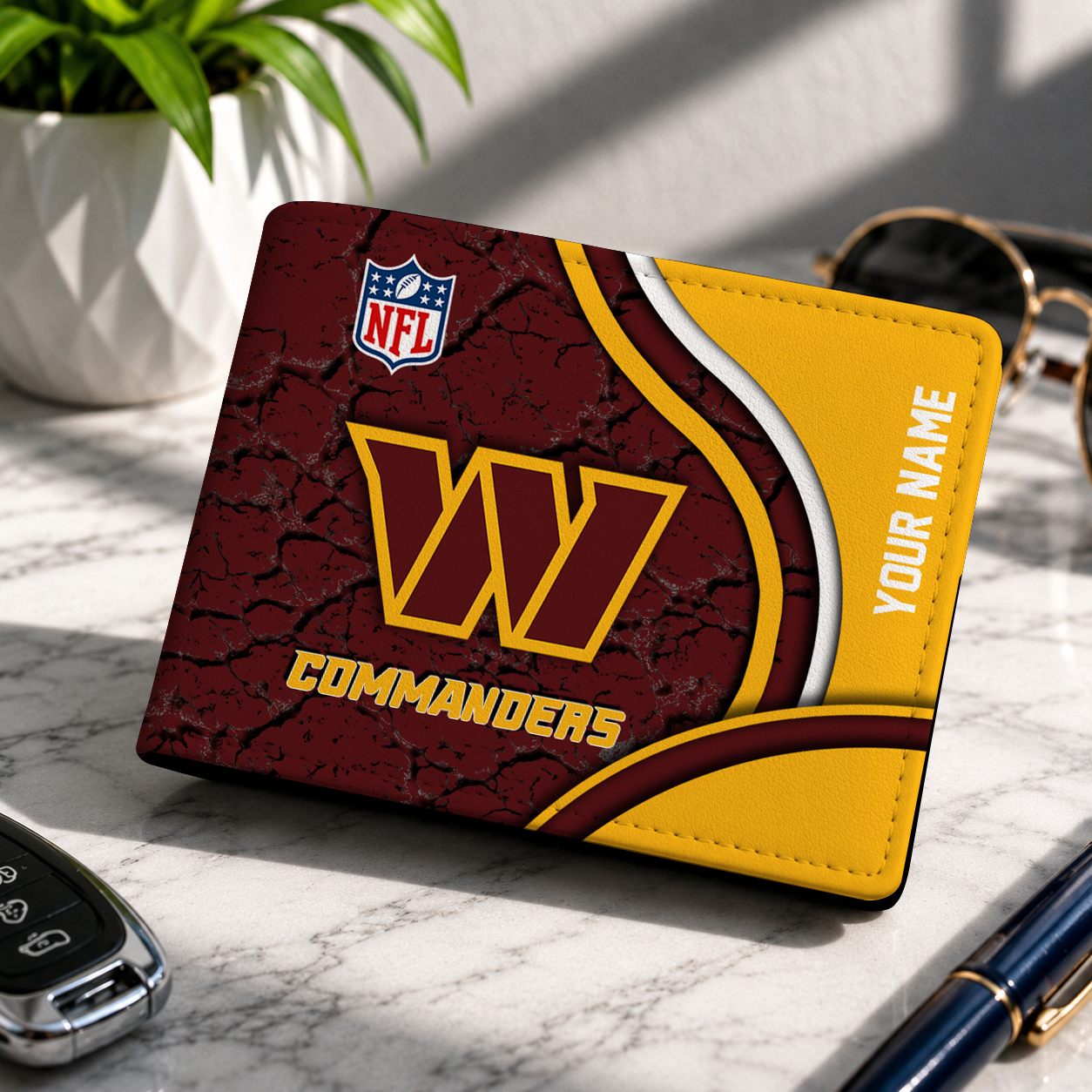LIMITED EDITION - NEW CUSTOMIZED NFL12 WTC WASHINGTON COMMANDERS LEATHER WALLET