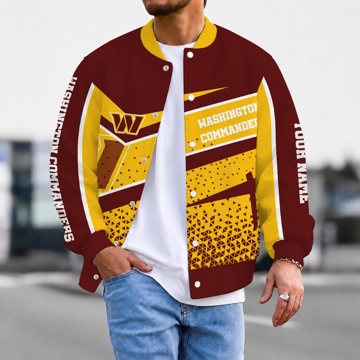 FLASH SALE - NEW CUSTOMIZED NFL12 WTC WASHINGTON COMMANDERS SATIN VARSITY & BASEBALL JACKET