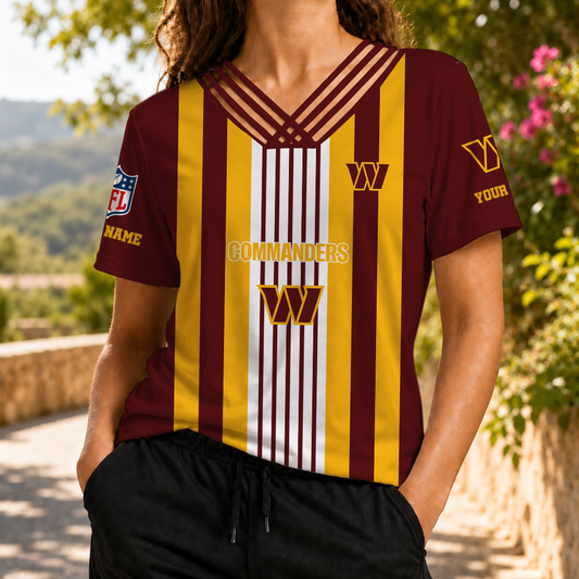 FINAL SALE - NEW CUSTOMIZED NFL12 WTC WASHINGTON COMMANDERS V-NECK SHIRT