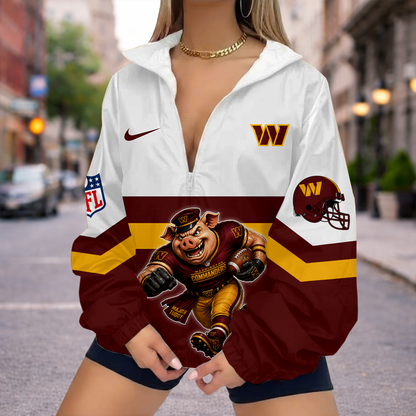 FINAL SALE - NEW CUSTOMIZED NFL12 WTC WASHINGTON COMMANDERS V-NECK ZIPPER SWEATSHIRT JACKET