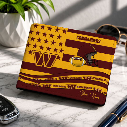 FINAL SALE - NEW CUSTOMIZED NFL12 WTC WASHINGTON COMMANDERS LEATHER WALLET