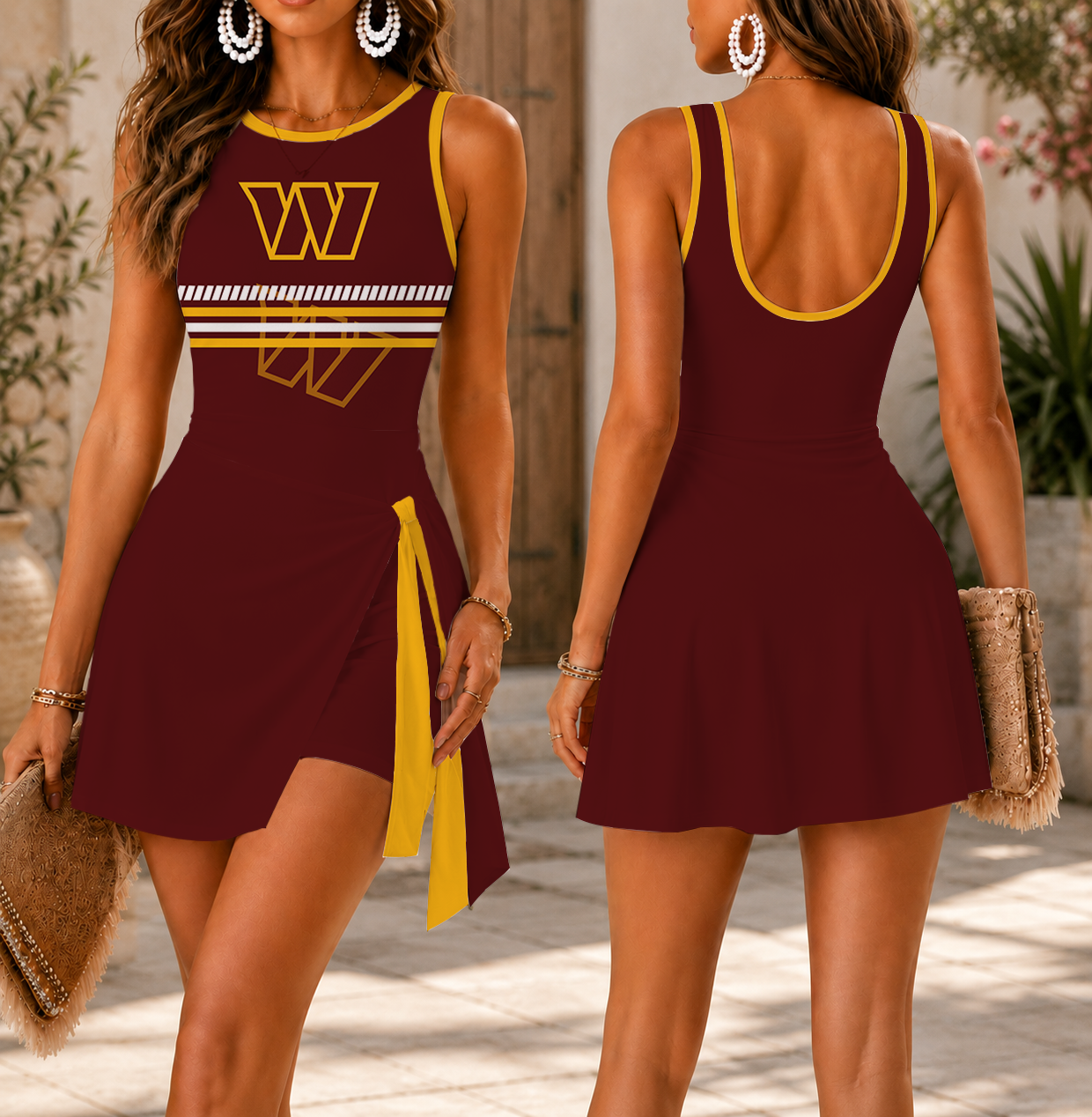 FINAL SALE - NEW CUSTOMIZED NFL12 WTC WASHINGTON COMMANDERS WOMEN'S SUMMER SKORT DRESS