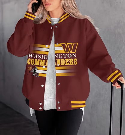FINAL SALE - NEW CUSTOMIZED NFL12 WTC WASHINGTON COMMANDERS SATIN VARSITY & BASEBALL JACKET
