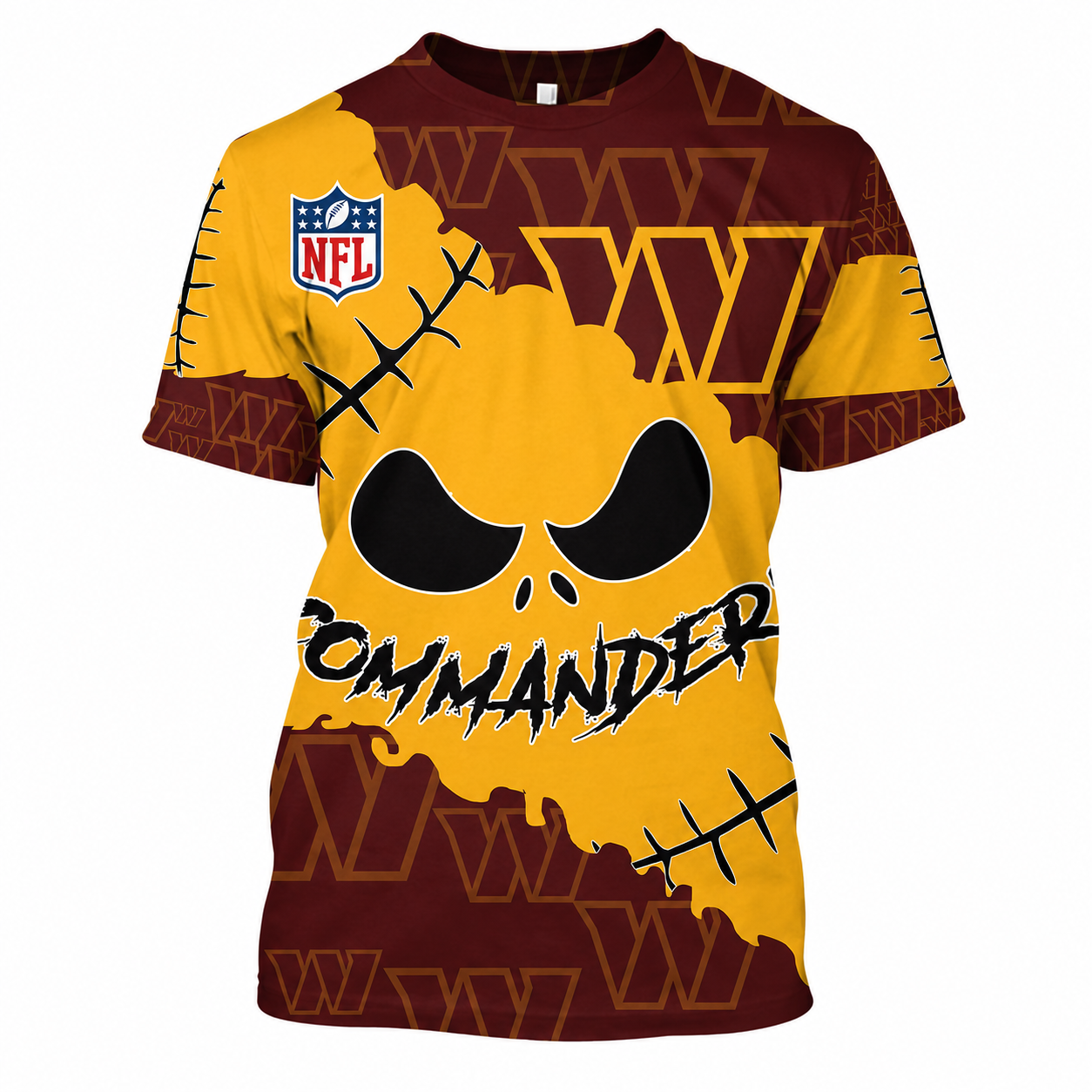 SPECIAL EDITION - NEW CUSTOMIZED NFL12 WTC WASHINGTON COMMANDERS HALLOWEEN SKULL APPAREL FOR FANS