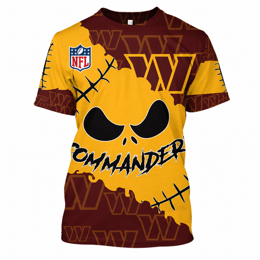 SPECIAL EDITION - NEW CUSTOMIZED NFL12 WTC WASHINGTON COMMANDERS HALLOWEEN SKULL APPAREL FOR FANS