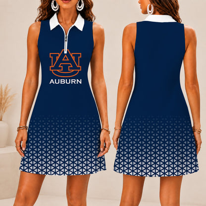 LIMITED EDITION - NEW CUSTOMIZED NCAA FBS13 ABT AUBURN TIGERS WOMEN'S ZIP SLEEVELESS POLO DRESS