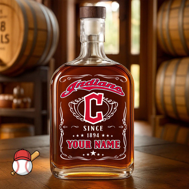 LIMITED EDITION - NEW CUSTOMIZED MLB13 CGS CLEVELAND GUARDIANS LUXURY WHISKEY BOTTLE 450ML