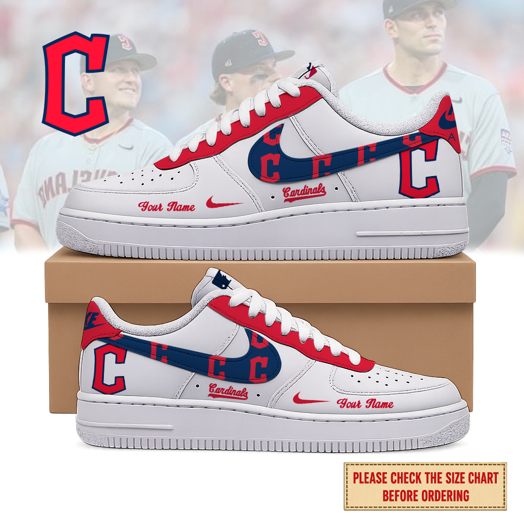 FINAL SALE - NEW CUSTOMIZED MLB13 CGS CLEVELAND GUARDIANS AF1 SHOES