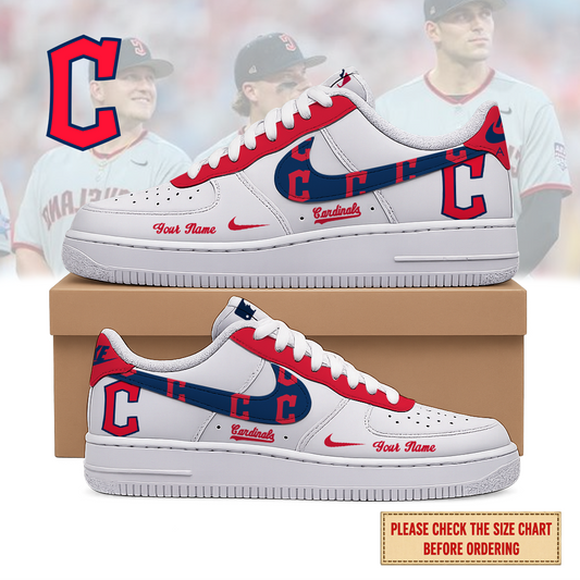 FINAL SALE - NEW CUSTOMIZED MLB13 CGS CLEVELAND GUARDIANS AF1 SHOES