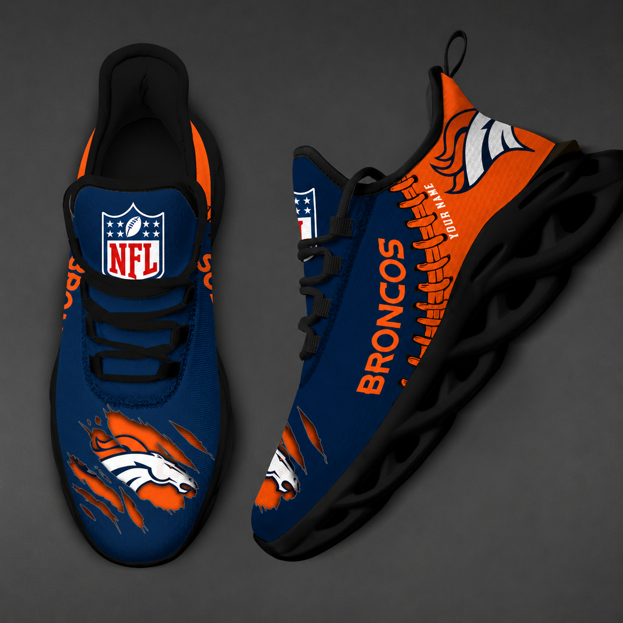 FINAL SALE - NEW CUSTOMIZED NFL13 DVB DENVER BRONCOS UNISEX MAX SOUL SHOES