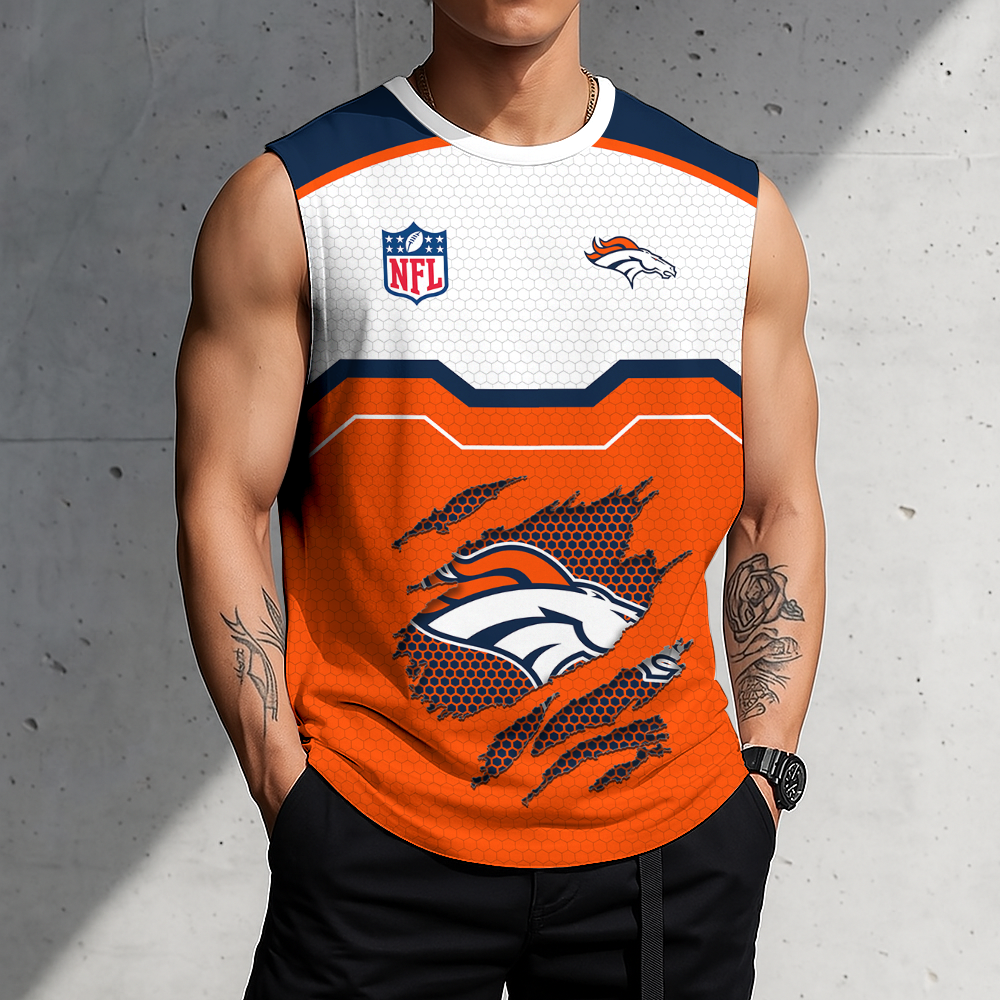 FINAL SALE - NEW CUSTOMIZED NFL13 DVB DENVER BRONCOS MEN'S GYM SHIRT