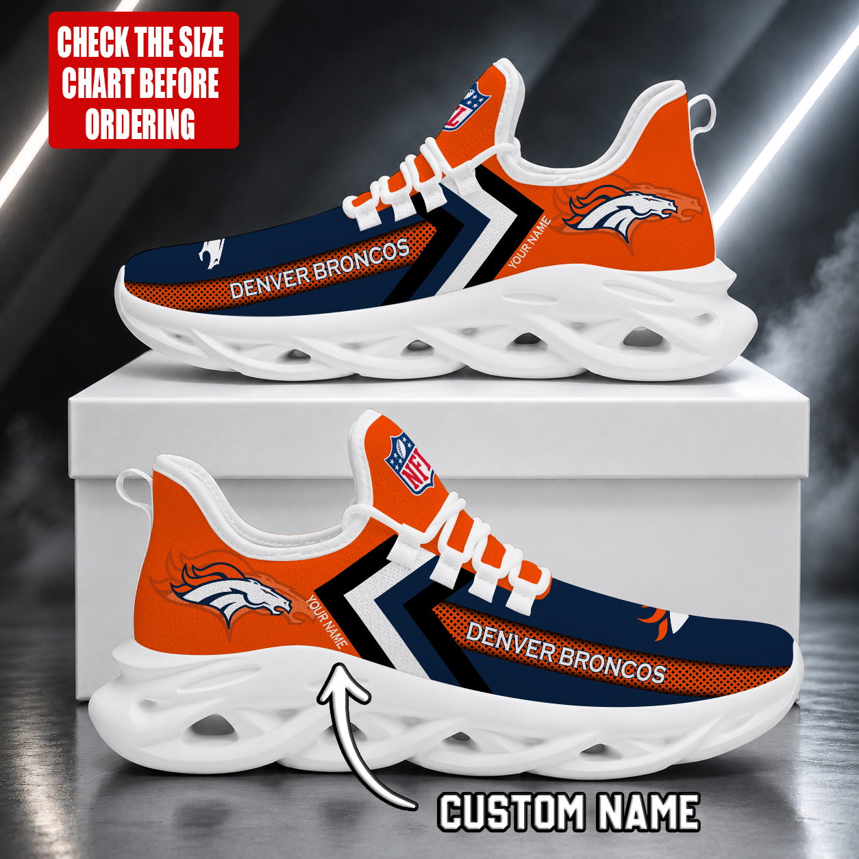 FINAL SALE - NEW CUSTOMIZED NFL13 DVB DENVER BRONCOS UNISEX MAX SOUL SHOES