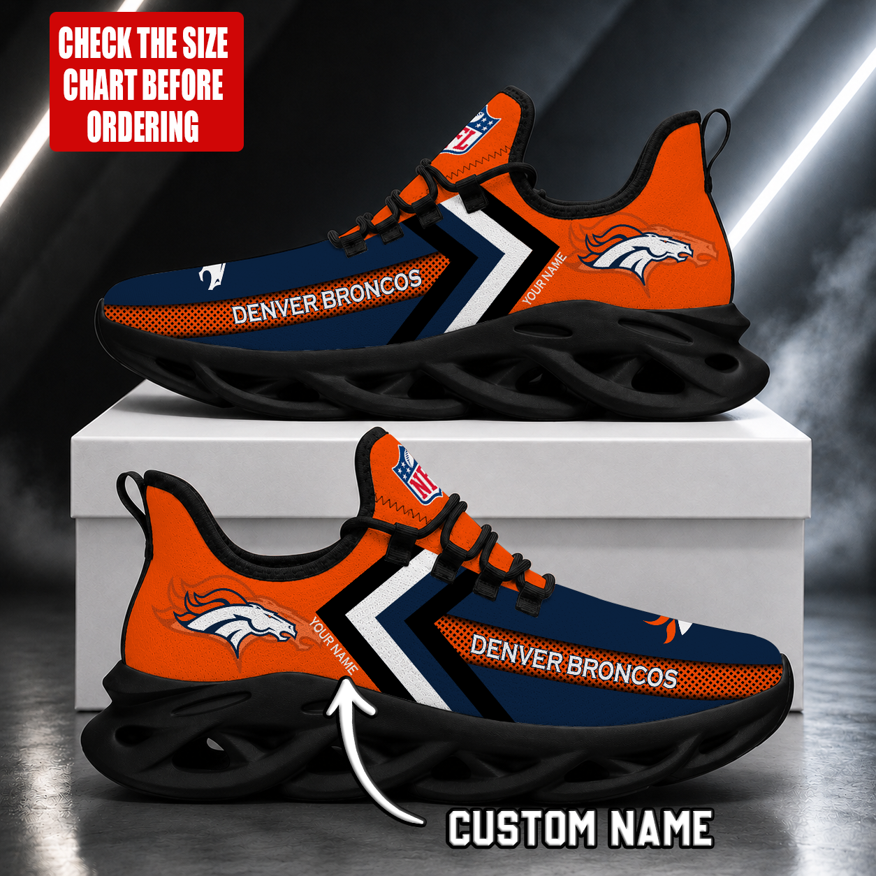 FINAL SALE - NEW CUSTOMIZED NFL13 DVB DENVER BRONCOS UNISEX MAX SOUL SHOES
