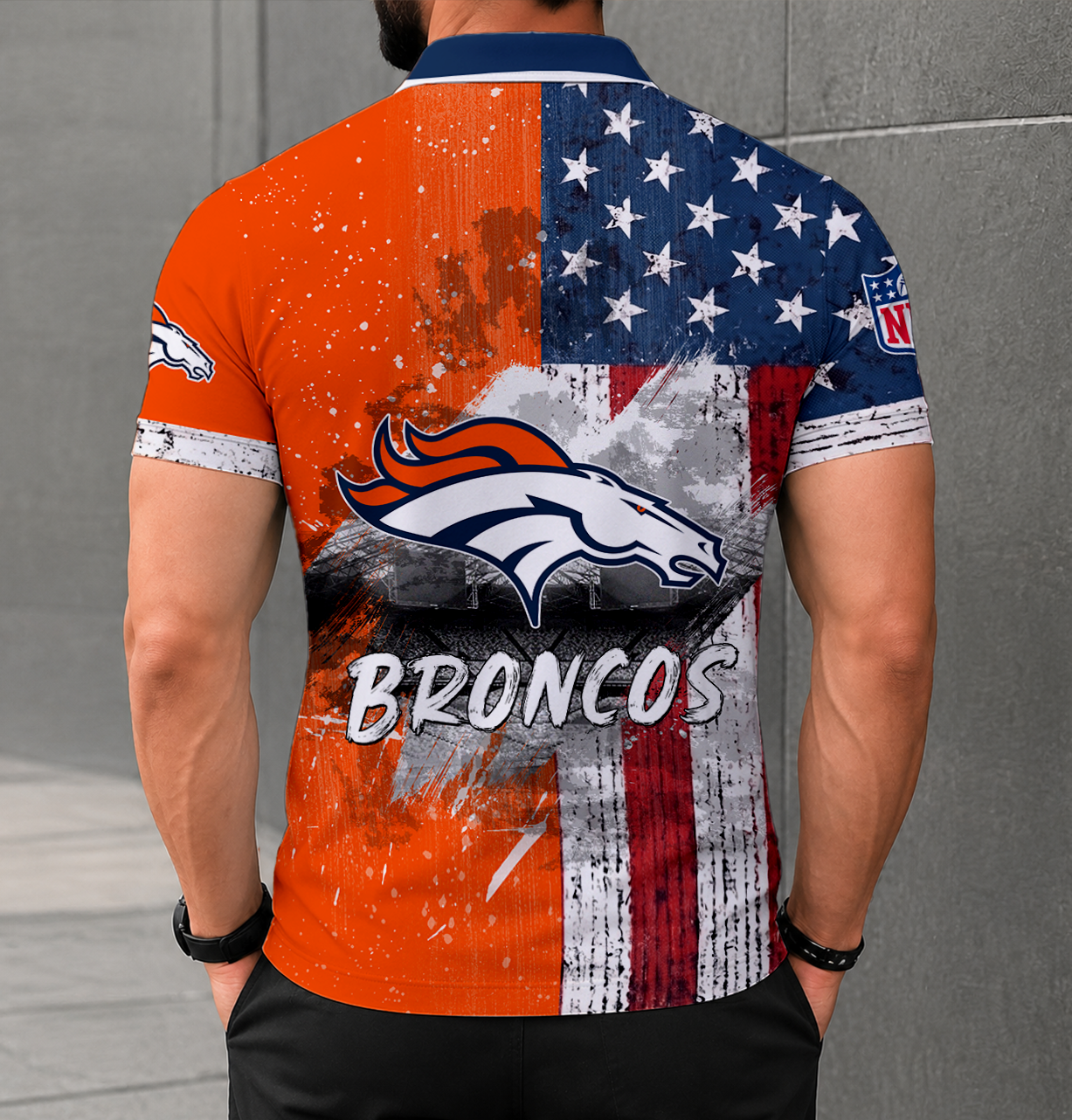 FINAL SALE - NEW CUSTOMIZED NFL13 DVB DENVER BRONCOS POLO SHIRT